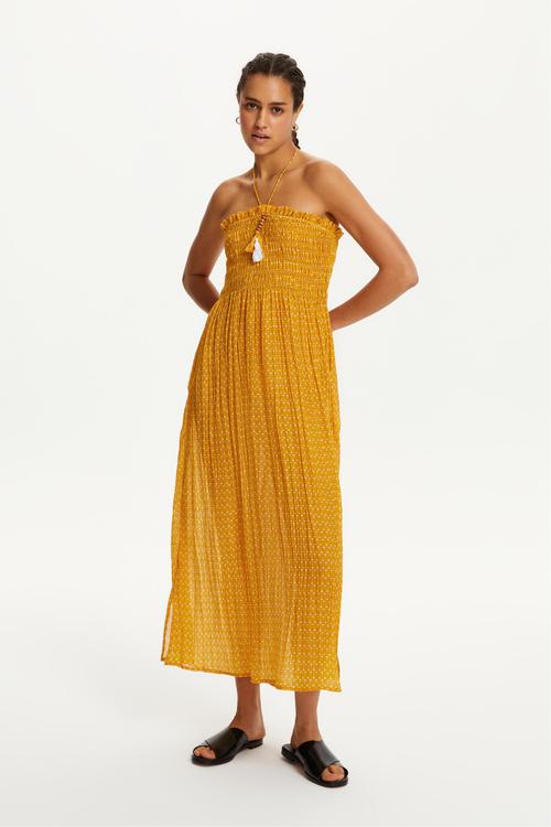  YIRTMAÇLI BOYUNDAN BAĞLAMALI PLAJ ELBİSESİ