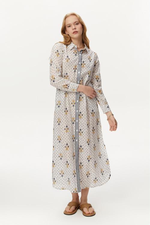  ETNİK DESENLİ UZUN ELBİSE