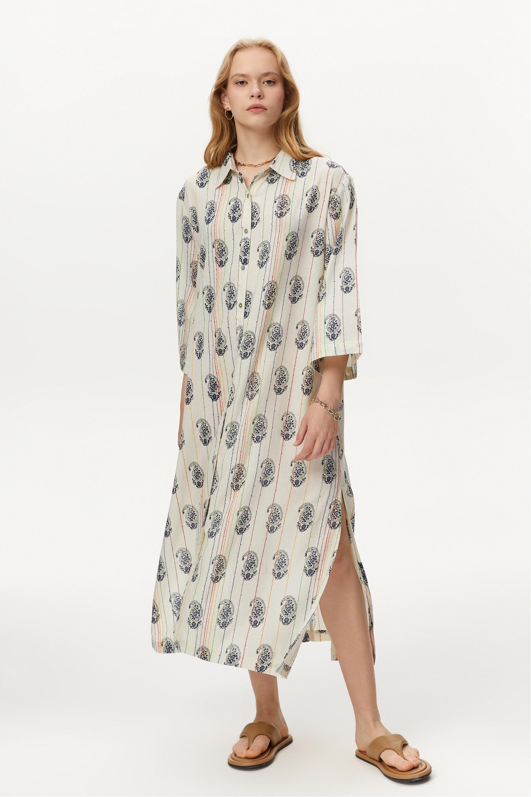 YIRTMAÇLI UZUN PLAJ ELBİSESİ