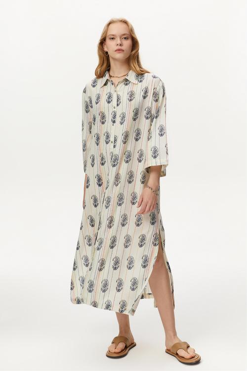  YIRTMAÇLI UZUN PLAJ ELBİSESİ