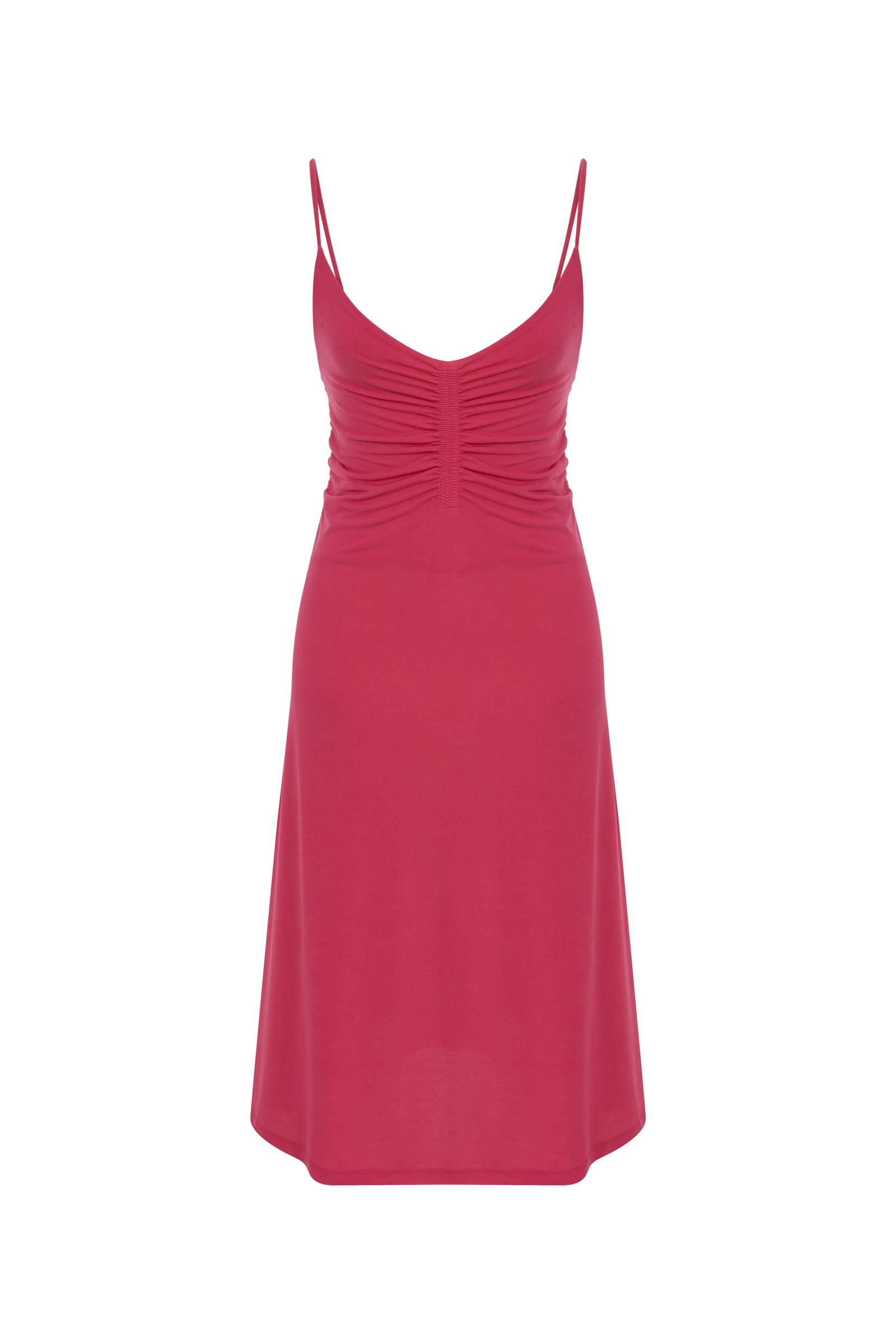 ASKILI DÜZ KESİM MİDİ ELBİSE