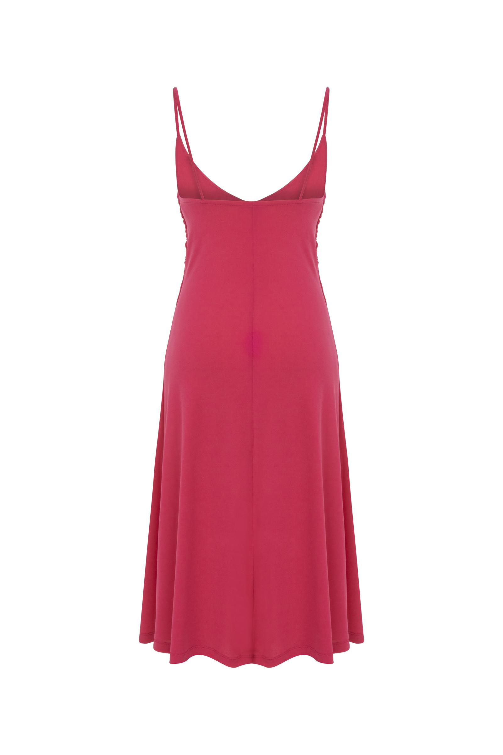 ASKILI DÜZ KESİM MİDİ ELBİSE