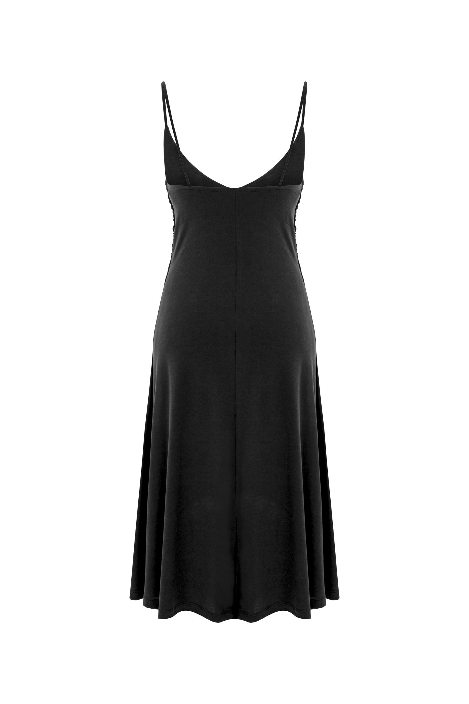 ASKILI DÜZ KESİM MİDİ ELBİSE