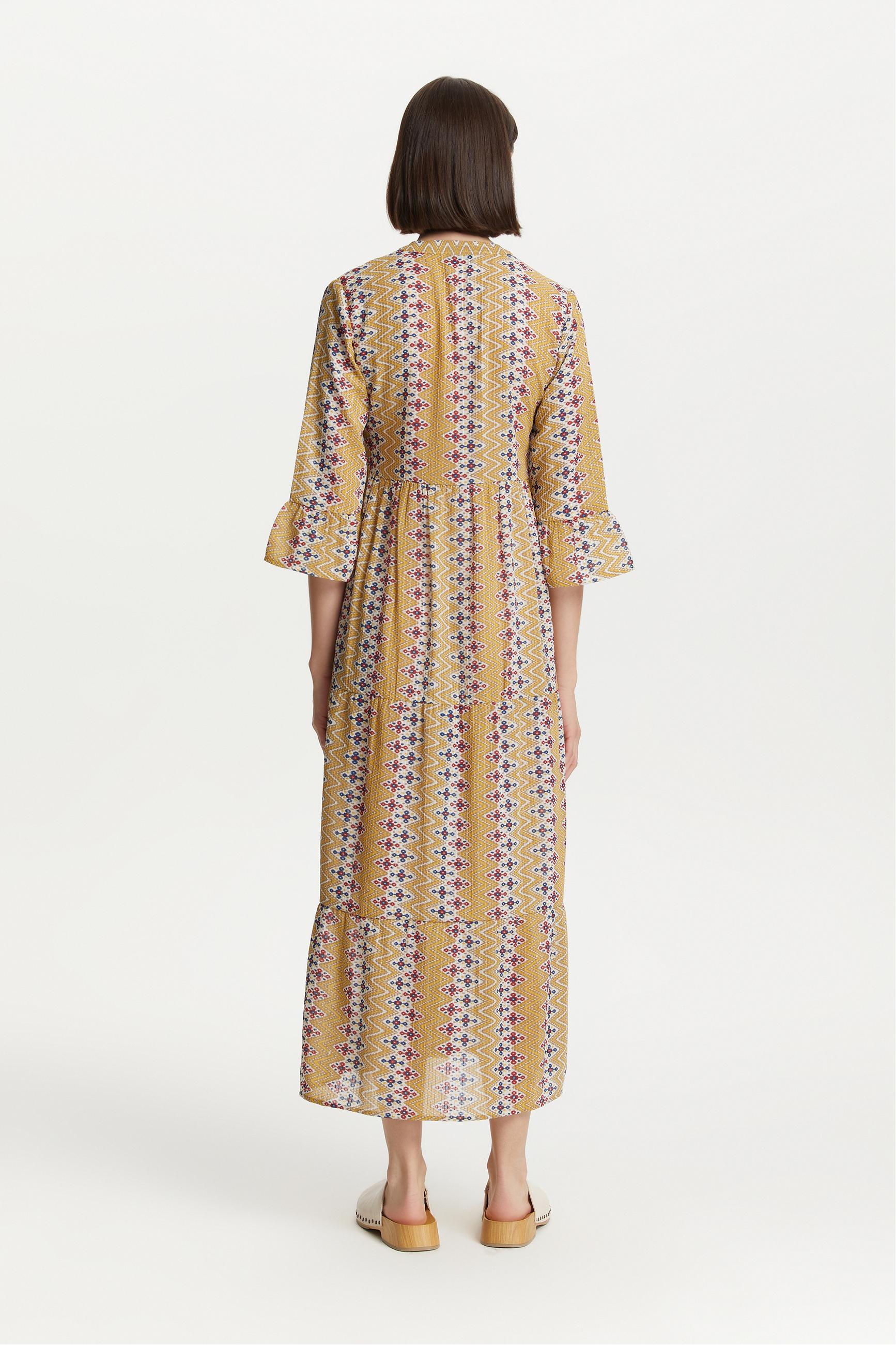 ETNİK DESENLİ UZUN ELBİSE