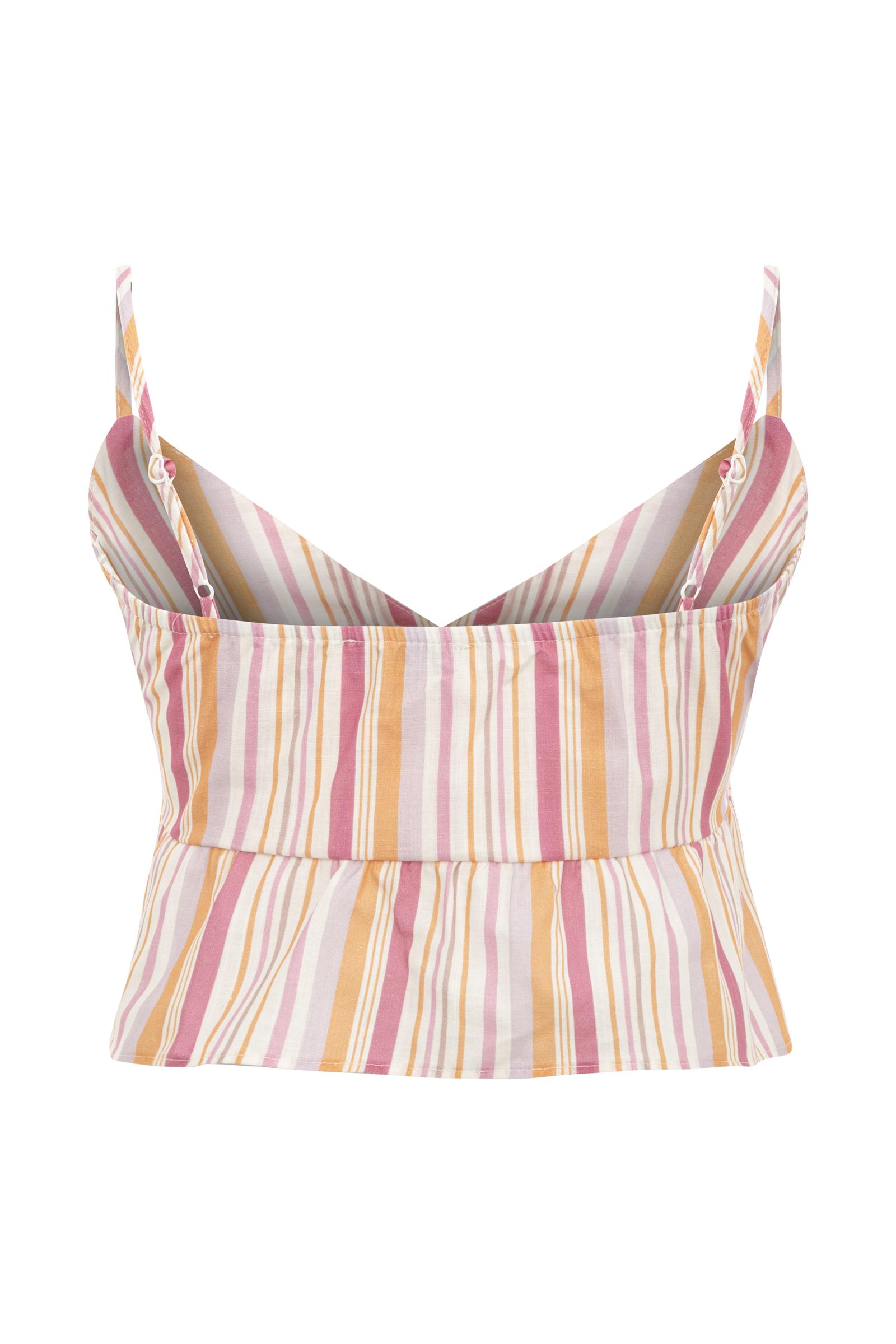 ÇİZGİLİ VOLAN DETAYLI CROP