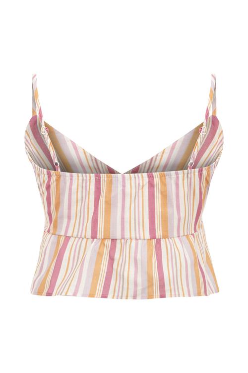  ÇİZGİLİ VOLAN DETAYLI CROP