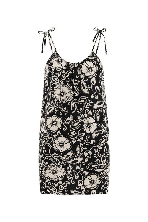  ÇİÇEK DESENLİ ASKILI MİNİ ELBİSE