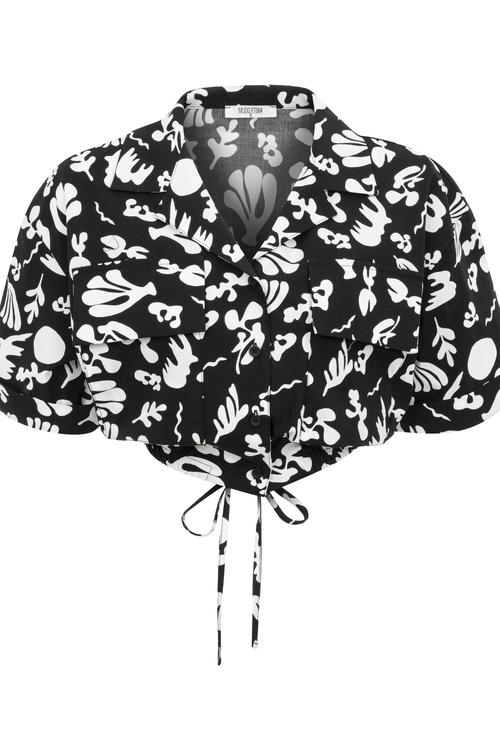  ÇİÇEK DESENLİ CROP GÖMLEK