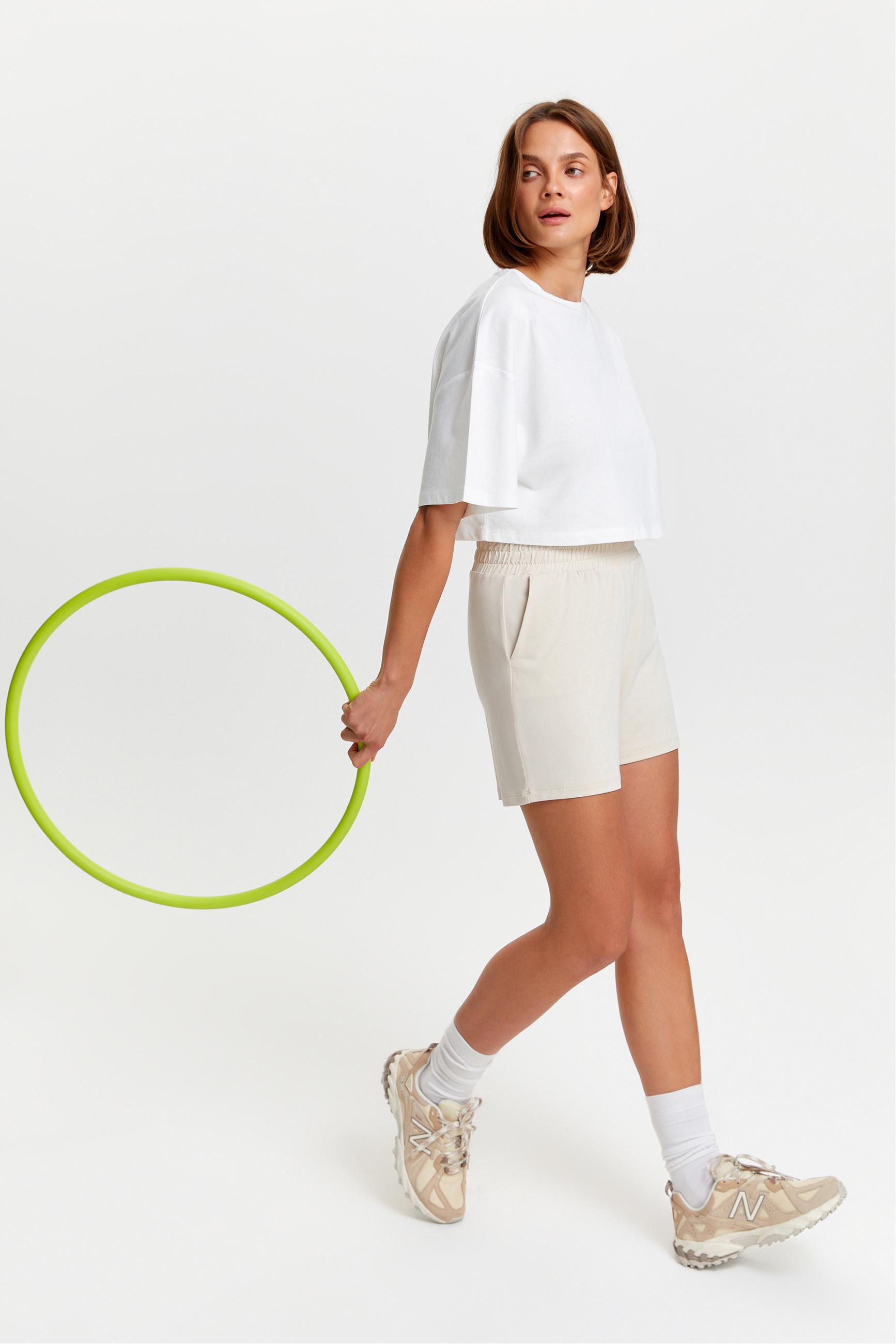 BİSİKLET YAKA KISA KOLLU CROP T-SHIRT