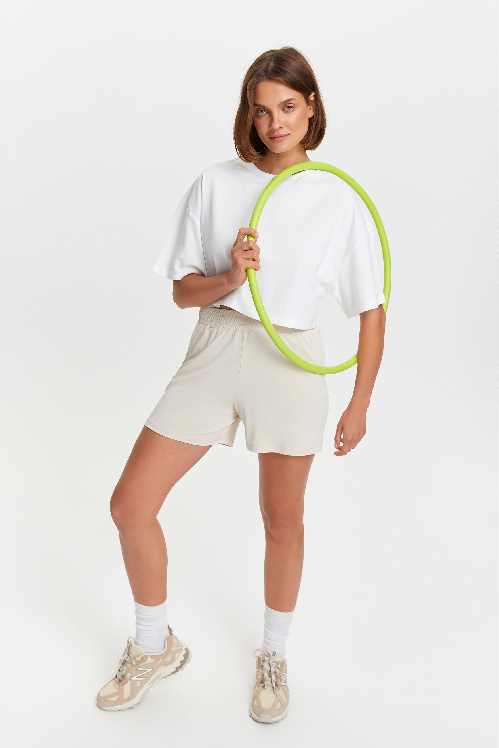 BİSİKLET YAKA KISA KOLLU CROP T-SHIRT