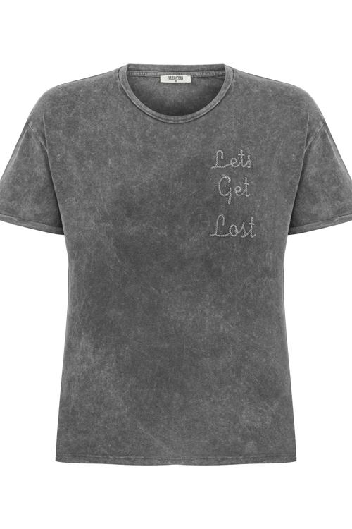  SLOGAN DETAYLI BİSİKLET YAKA T-SHIRT