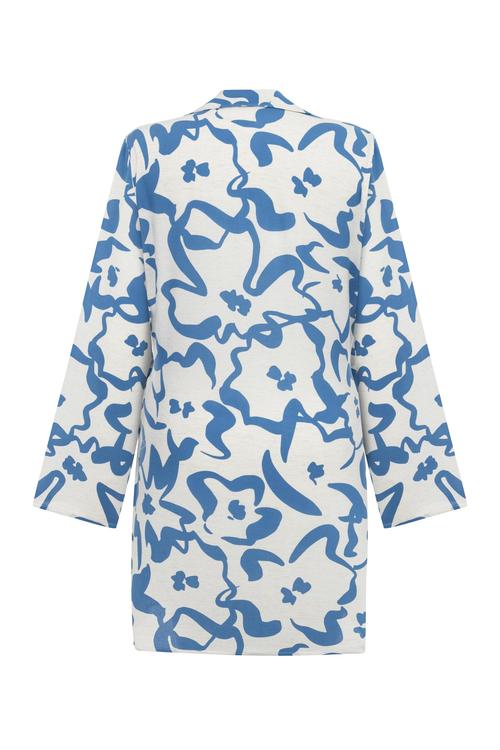  KETEN KARIŞIMLI BASKILI MİNİ KRUVAZE ELBİSE