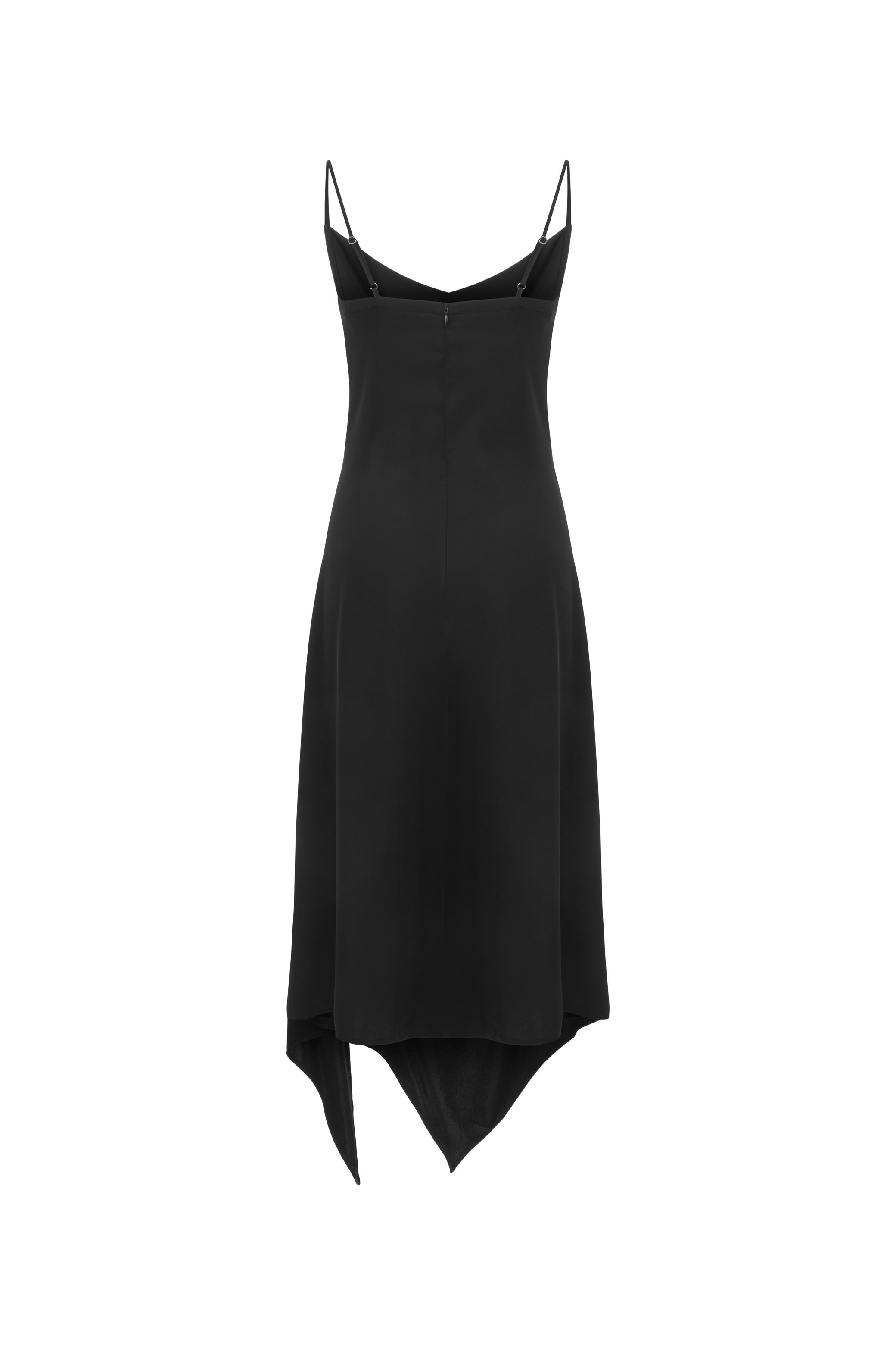 YIRTMAÇLI DEGAJE YAKA MİDİ ELBİSE