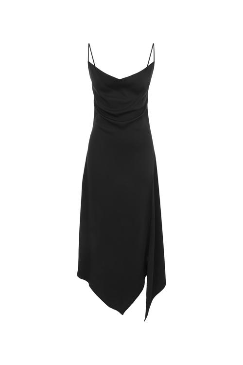  YIRTMAÇLI DEGAJE YAKA MİDİ ELBİSE