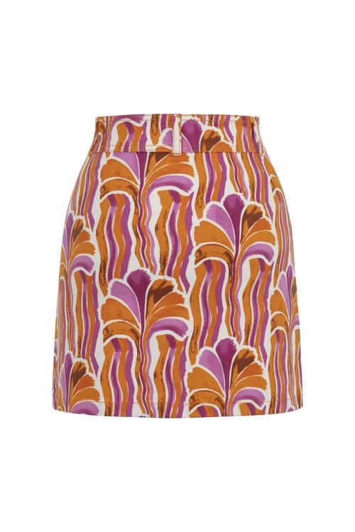  ÇİÇEK DESENLİ A FORM MİNİ ETEK