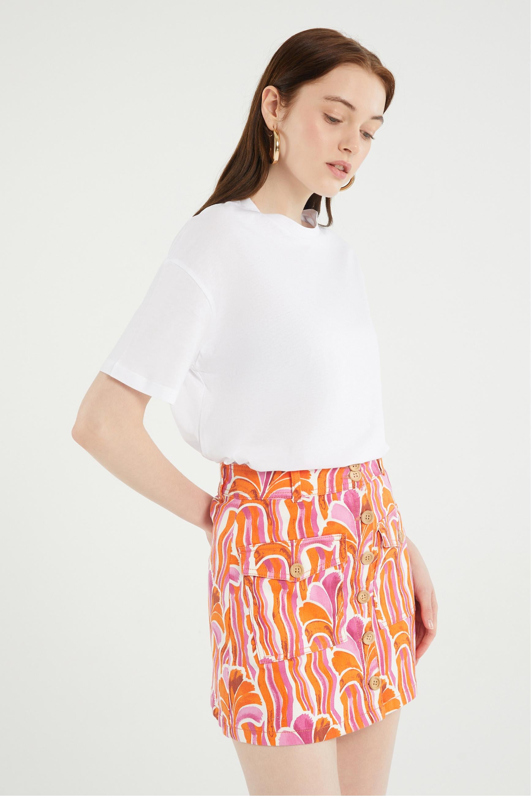 ÇİÇEK DESENLİ A FORM MİNİ ETEK