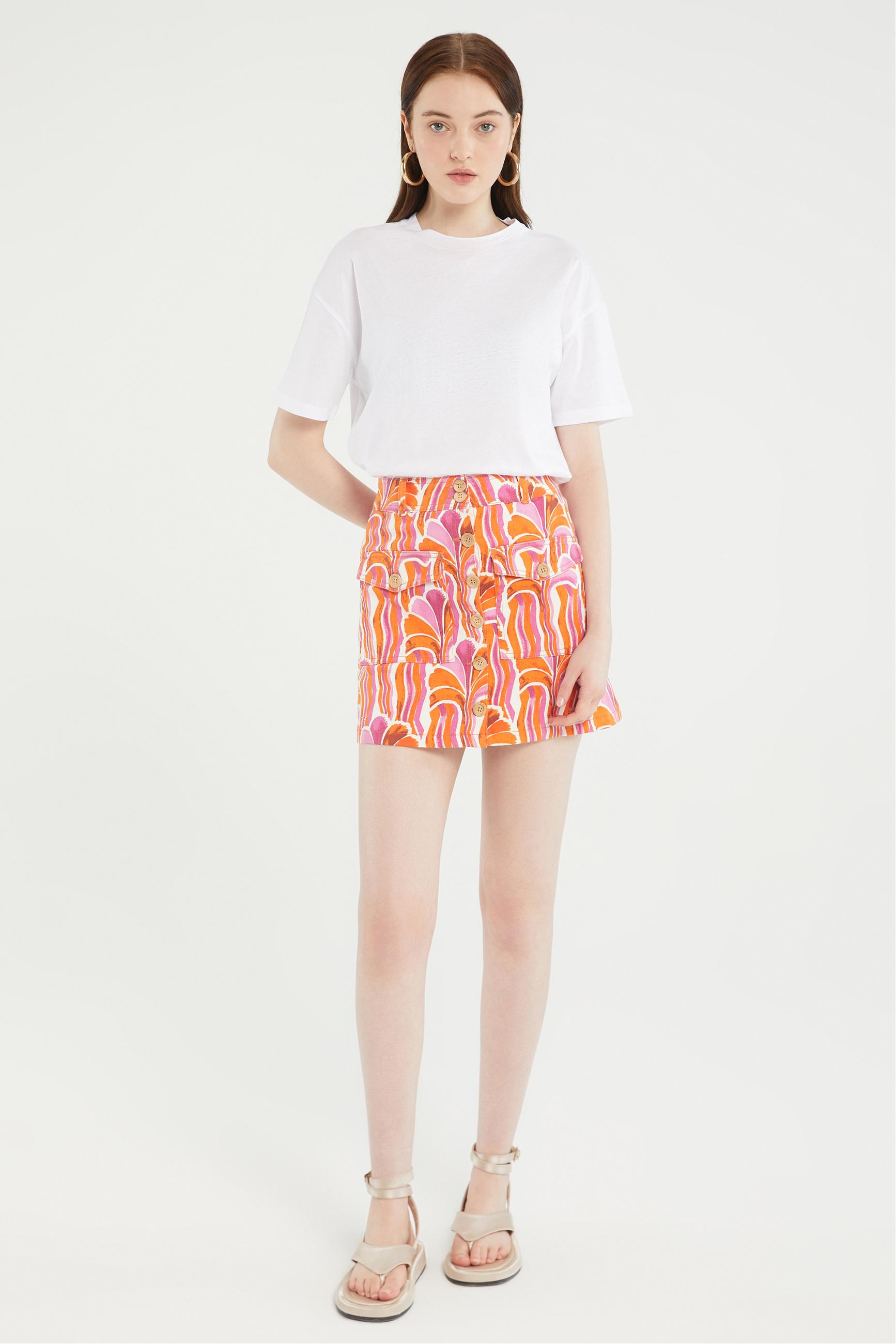 ÇİÇEK DESENLİ A FORM MİNİ ETEK