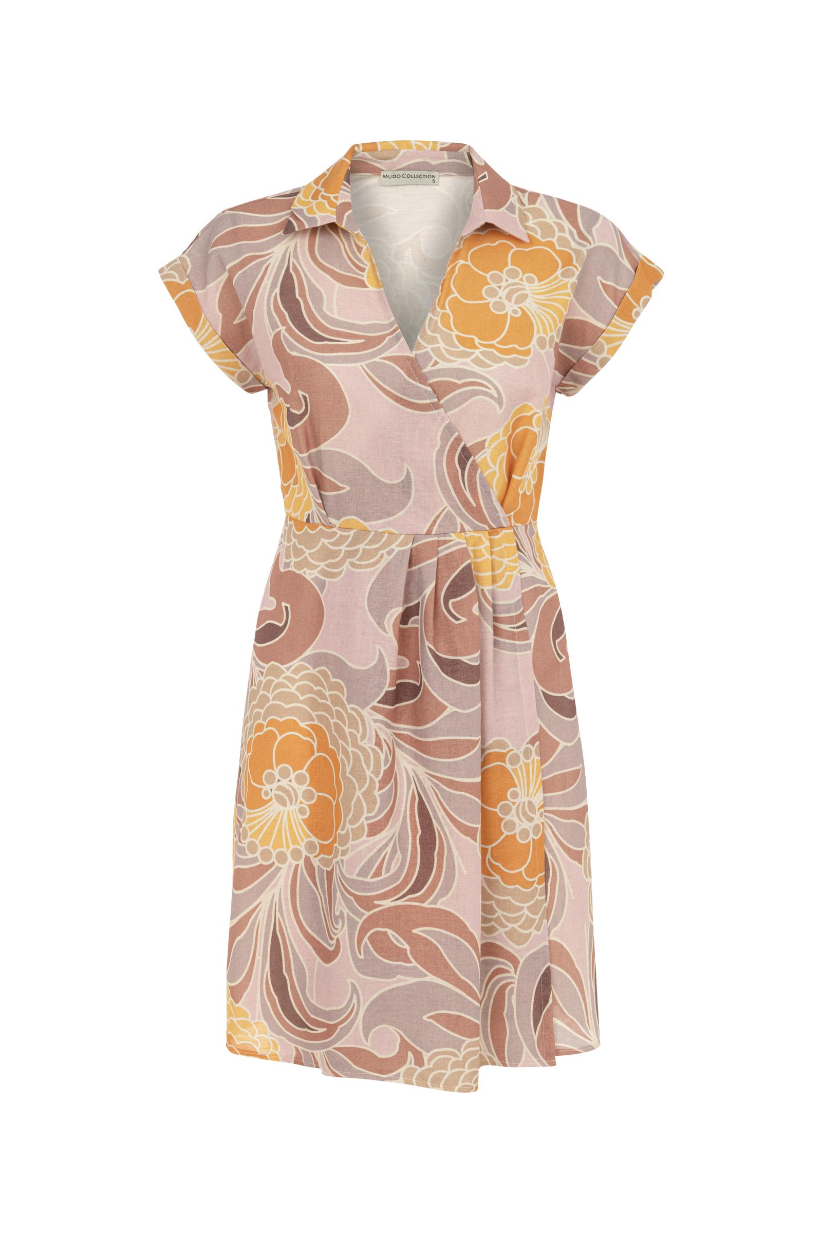 ÇİÇEK DESENLİ DÜZ KESİM MİNİ ELBİSE