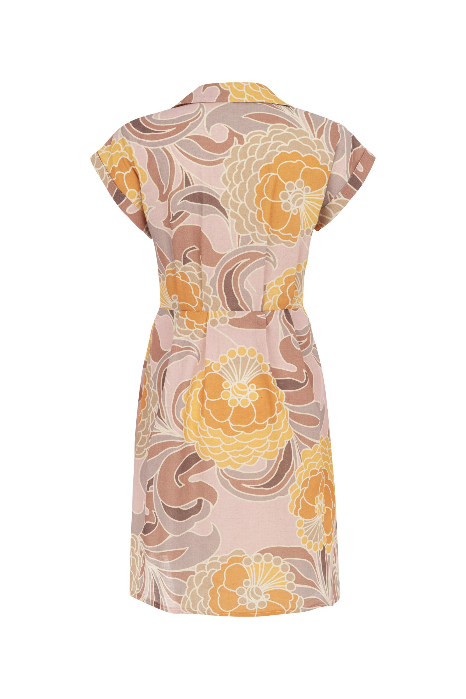 ÇİÇEK DESENLİ DÜZ KESİM MİNİ ELBİSE