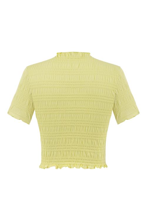  DOKULU BİSİKLET YAKA CROP T-SHIRT