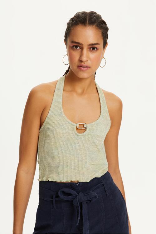  TOKA DETAYLI FİTİLLİ BLUZ