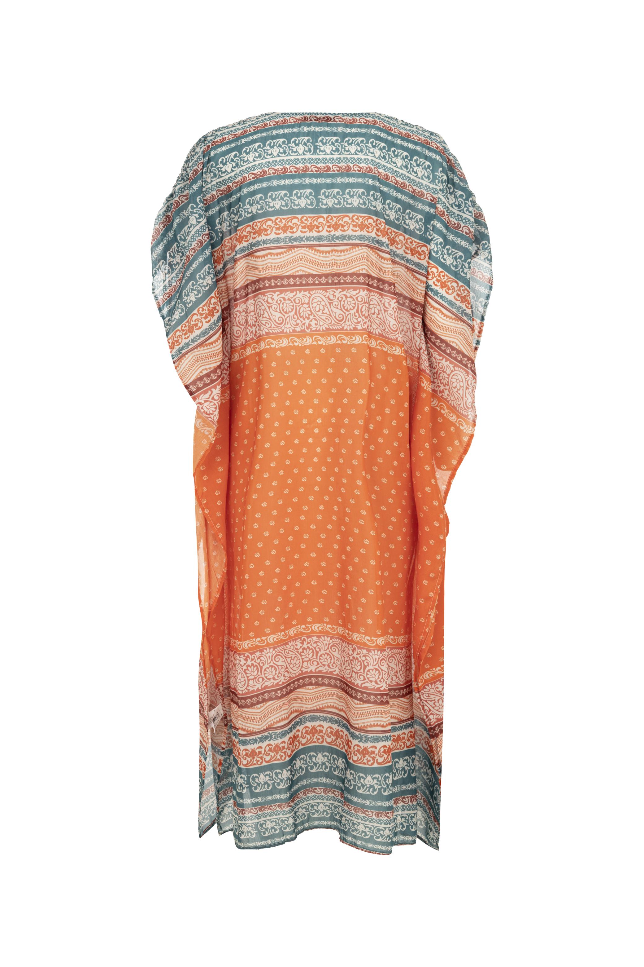 ETNİK DESENLİ UZUN PLAJ ELBİSESİ