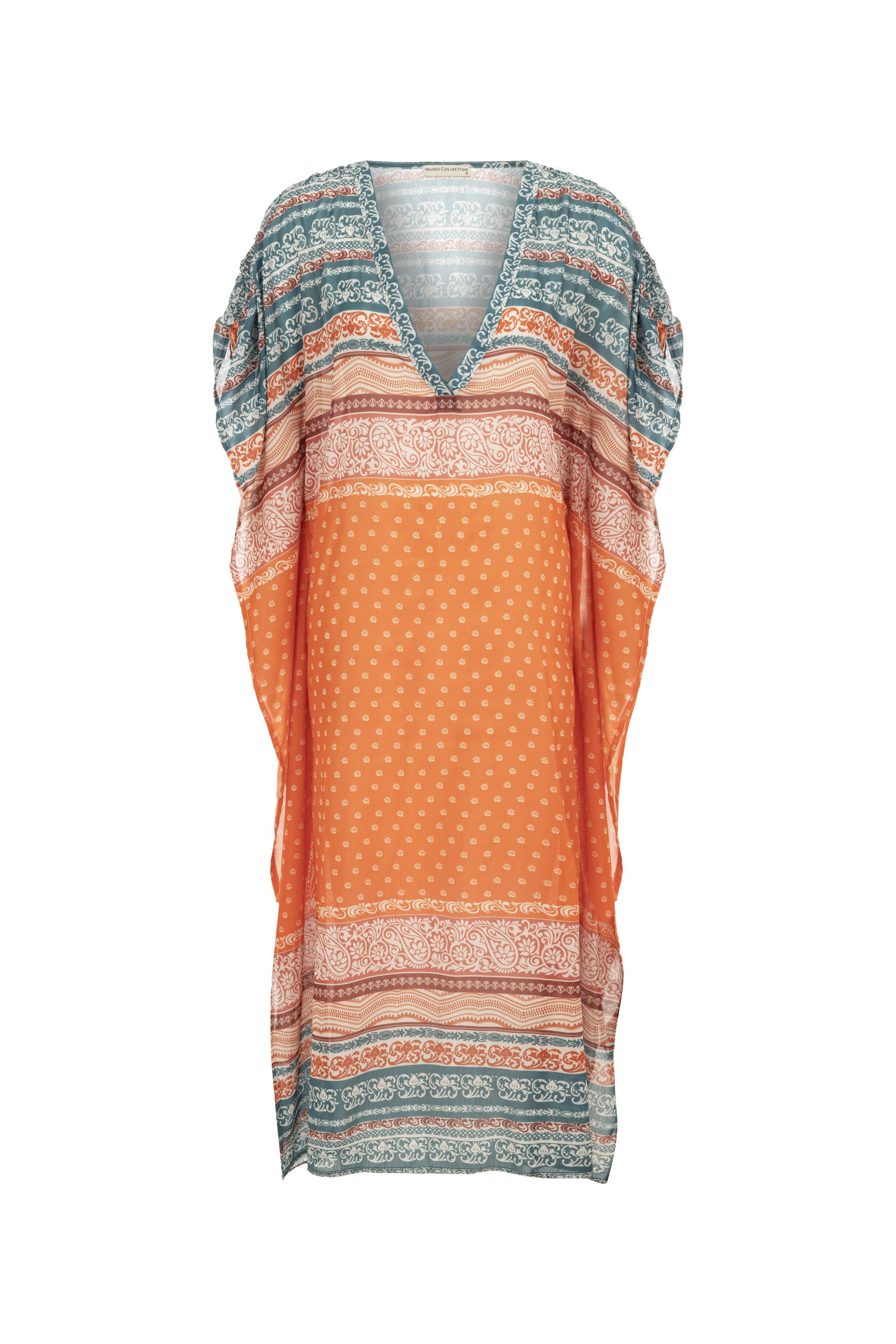 ETNİK DESENLİ UZUN PLAJ ELBİSESİ