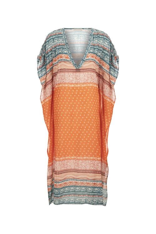  ETNİK DESENLİ UZUN PLAJ ELBİSESİ