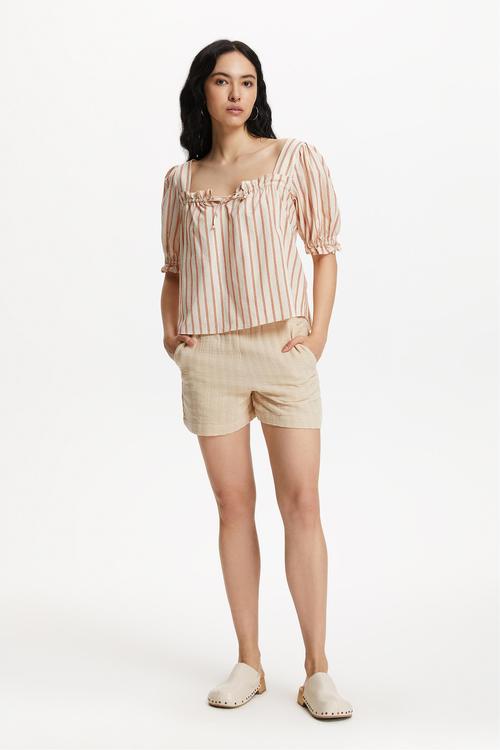  ÇİZGİLİ BAĞLAMA DETAYLI BLUZ