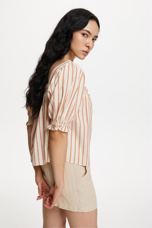  ÇİZGİLİ BAĞLAMA DETAYLI BLUZ