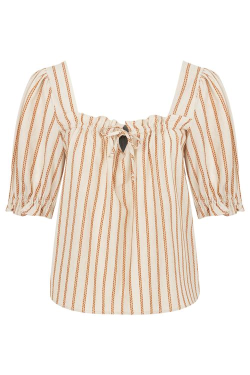  ÇİZGİLİ BAĞLAMA DETAYLI BLUZ