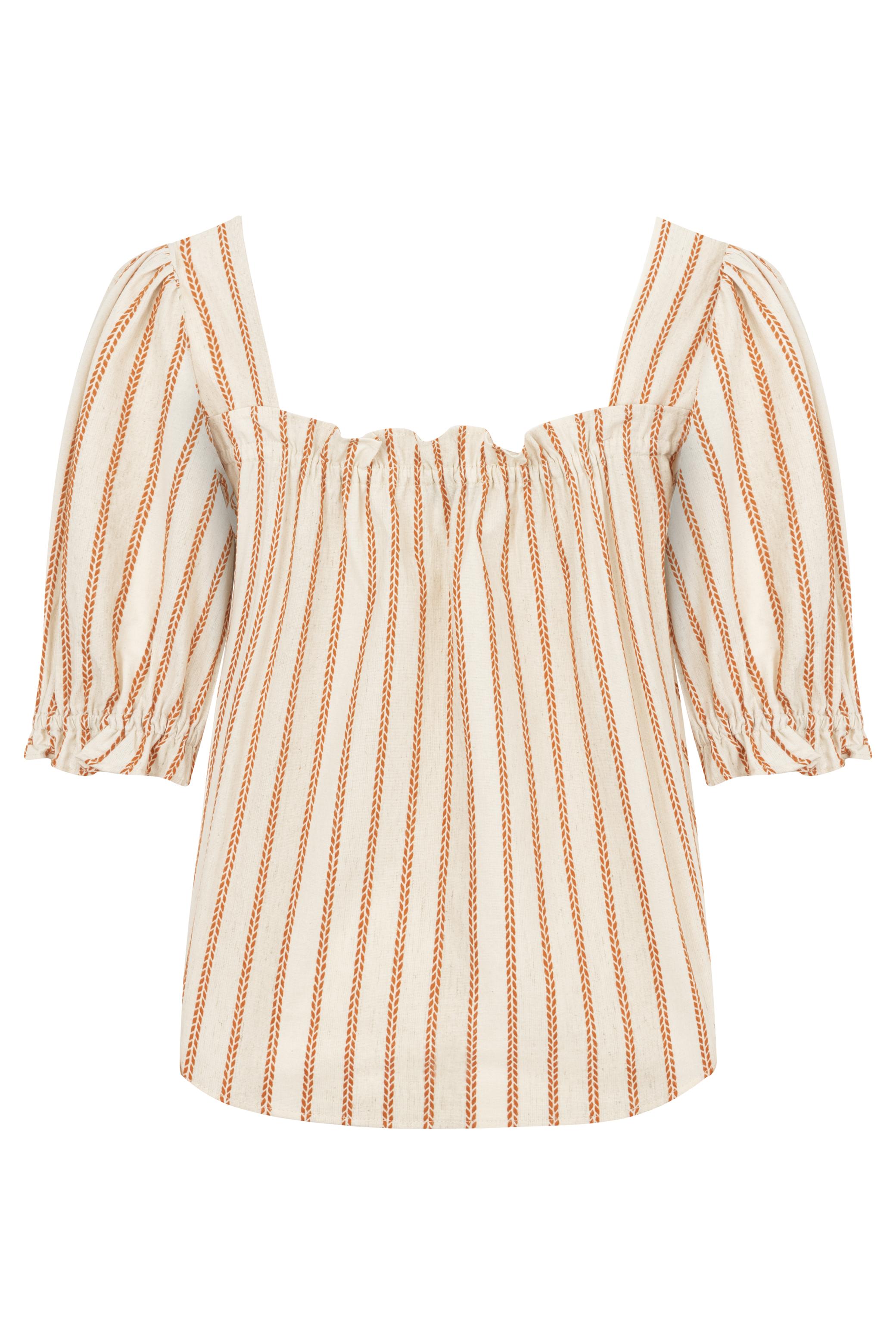 ÇİZGİLİ BAĞLAMA DETAYLI BLUZ