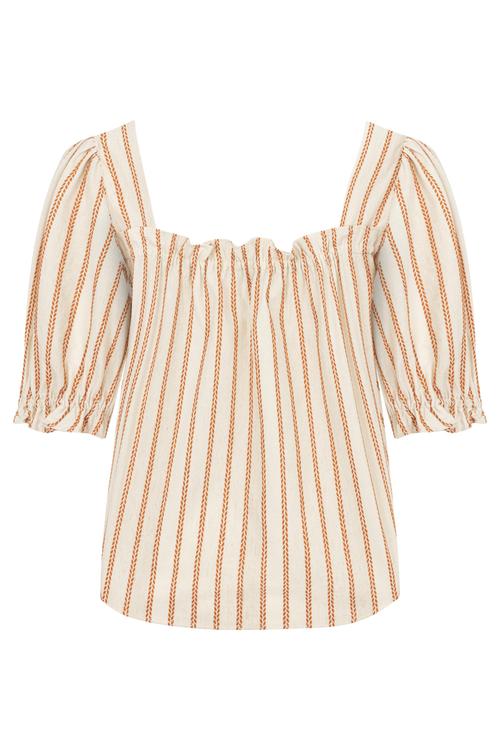  ÇİZGİLİ BAĞLAMA DETAYLI BLUZ