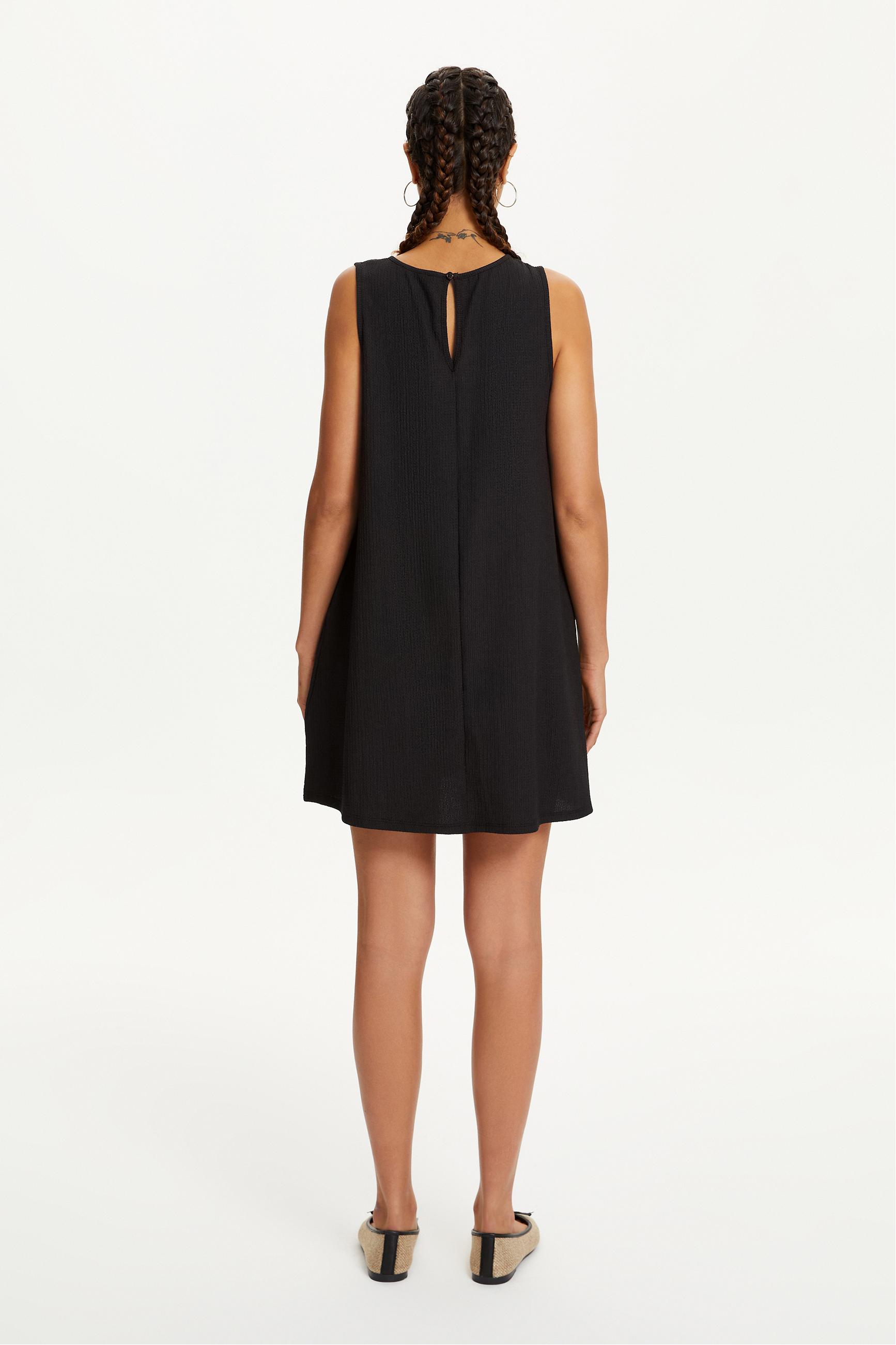 DOKULU KOLSUZ A FORM MİNİ ELBİSE