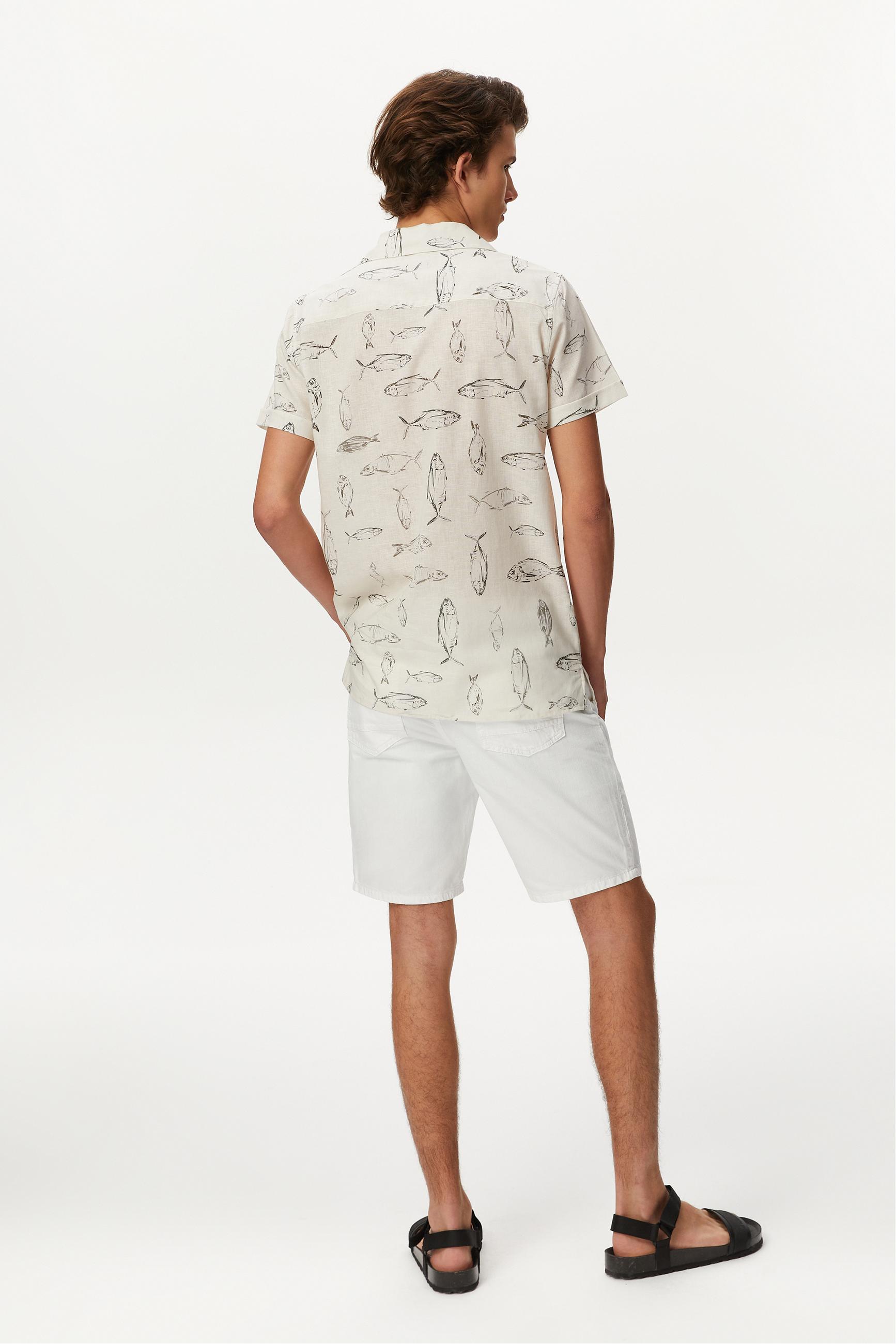 MARİN DESENLİ KISA KOLLU GÖMLEK