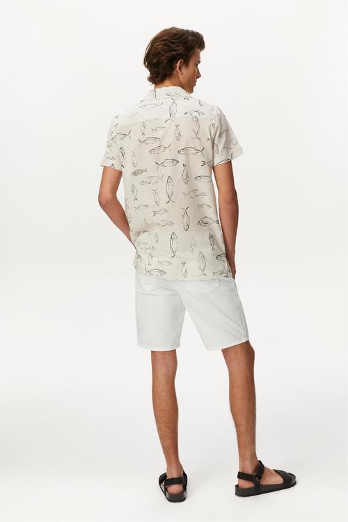  MARİN DESENLİ KISA KOLLU GÖMLEK