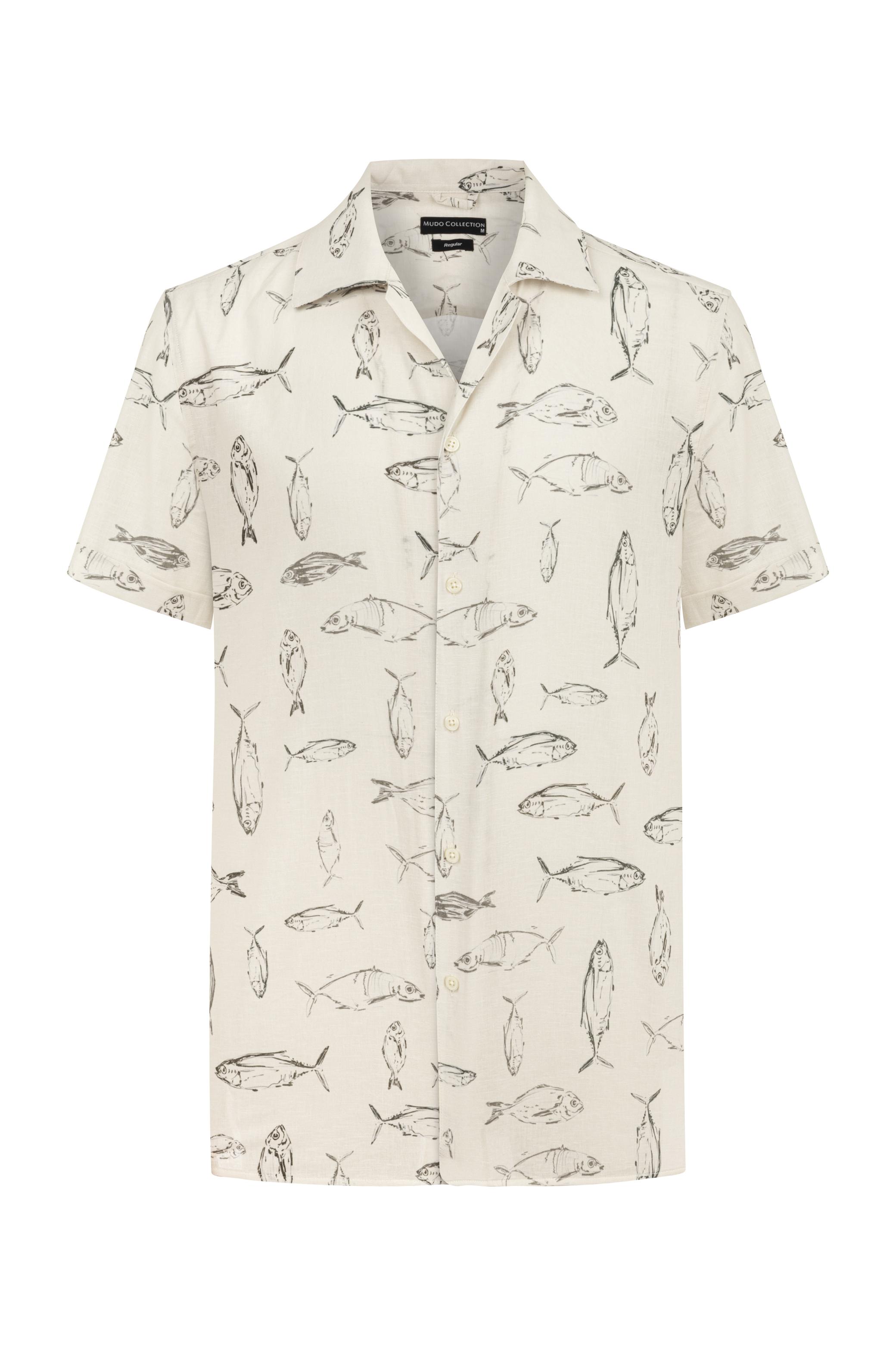 MARİN DESENLİ KISA KOLLU GÖMLEK