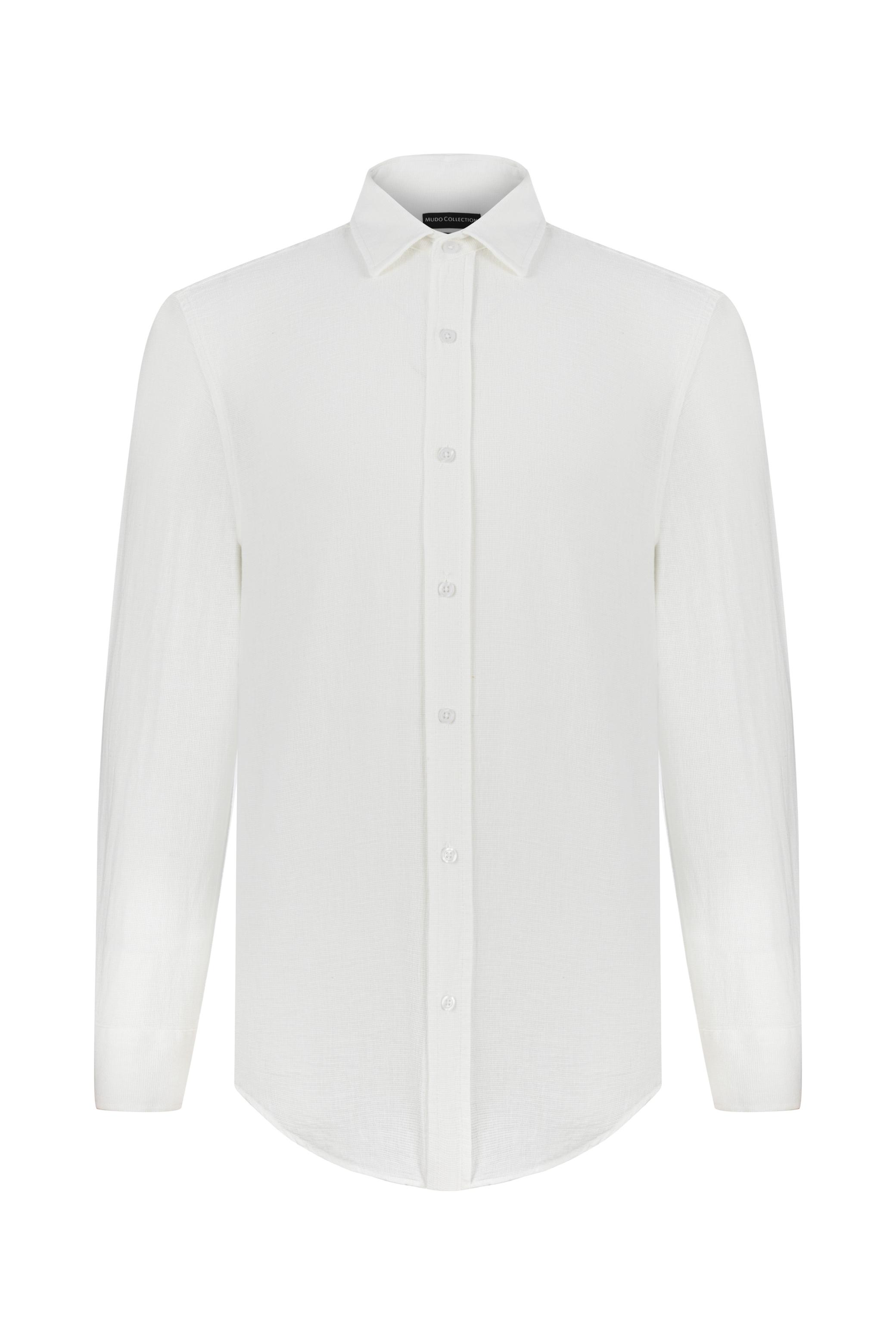 KETEN KARIŞIMLI REGULAR FIT GÖMLEK