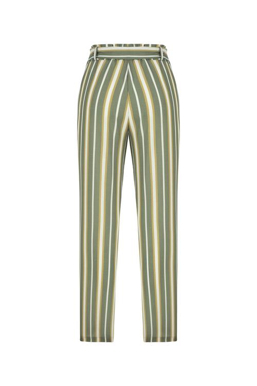  PAMUK KETEN KARIŞIMLI RAHAT KESİM ÇİZGİLİ PANTOLON