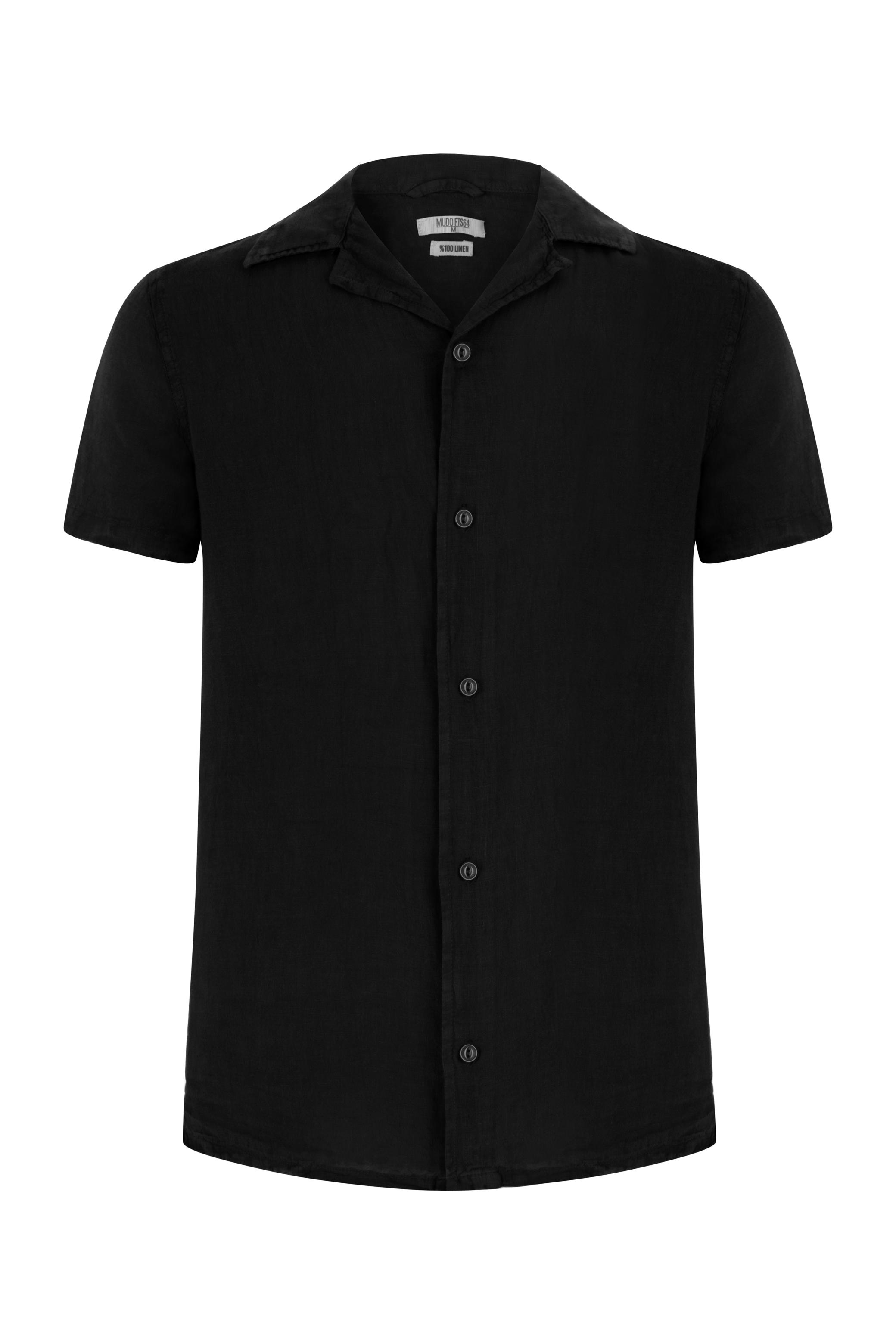 KISA KOLLU REGULAR FIT KETEN GÖMLEK