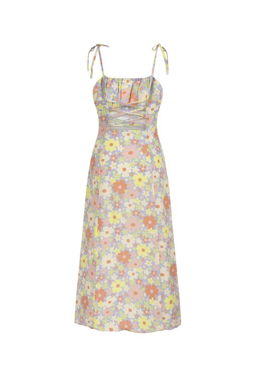  YIRTMAÇ DETAYLI ASKILI VİSKOZ UZUN ELBİSE