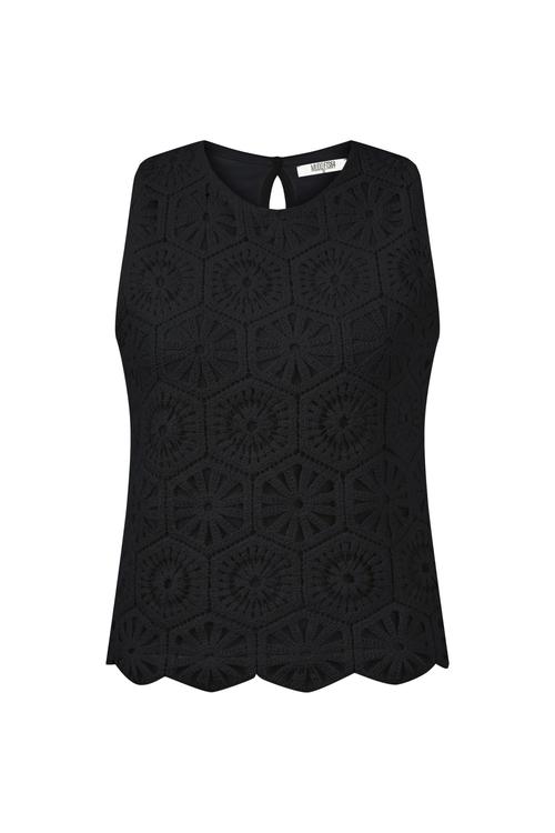  DANTEL DESENLİ KOLSUZ ÖRME BLUZ