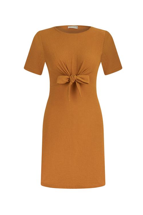  FİYONK DETAYLI KISA KOLLU MİNİ ELBİSE