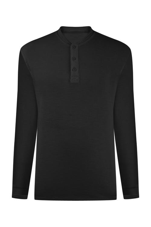  DÜĞMELİ DOKULU UZUN KOLLU T-SHIRT