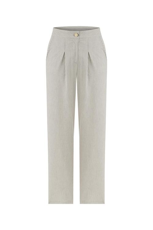  ÇİZGİLİ FLARE KESİM PANTOLON