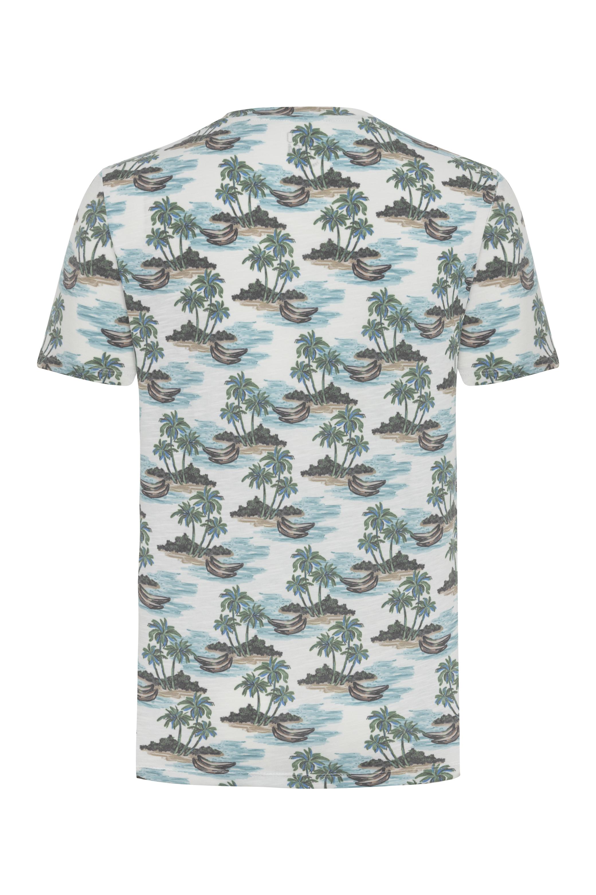 PALMİYE BASKILI BİSİKLET YAKA KISA KOLLU T-SHIRT