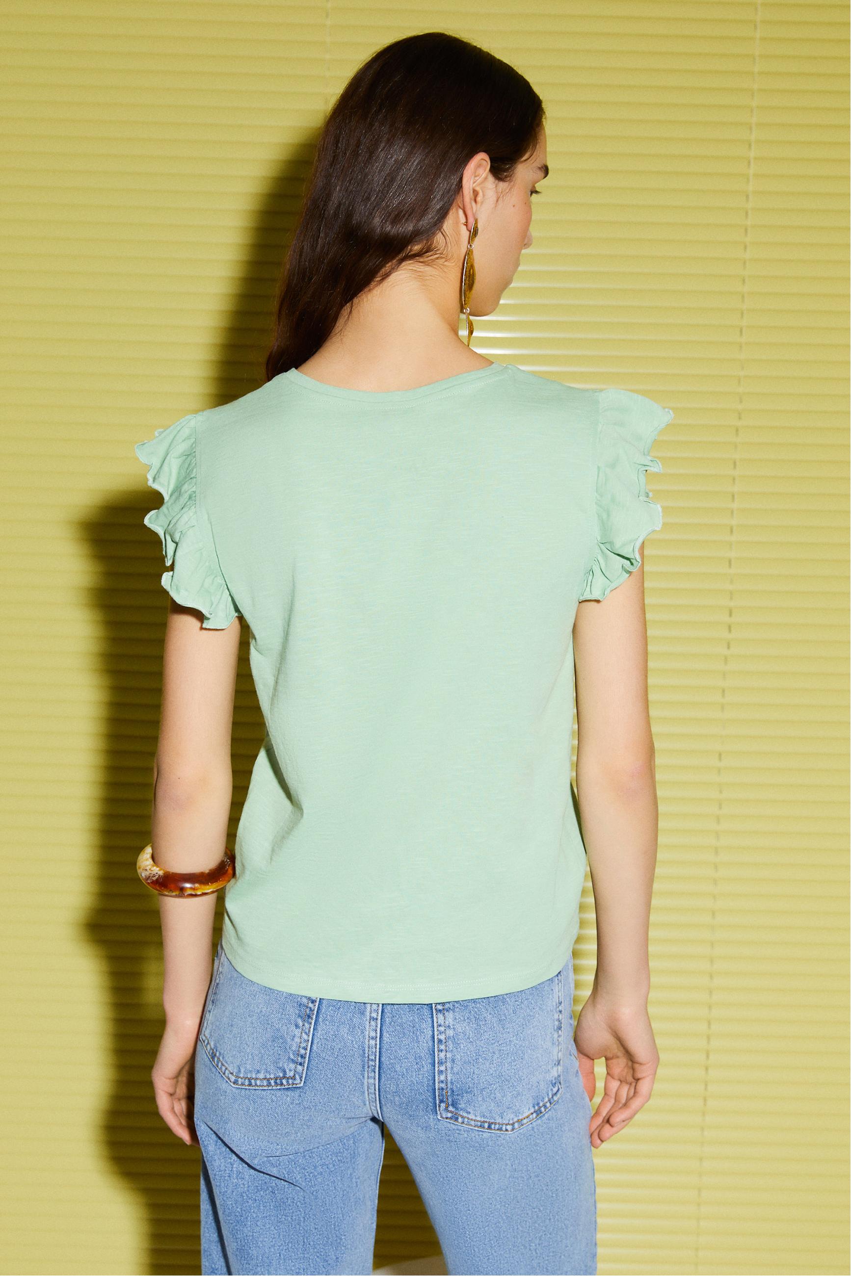 FIRFIR DETAYLI BİSİKLET YAKA T-SHIRT