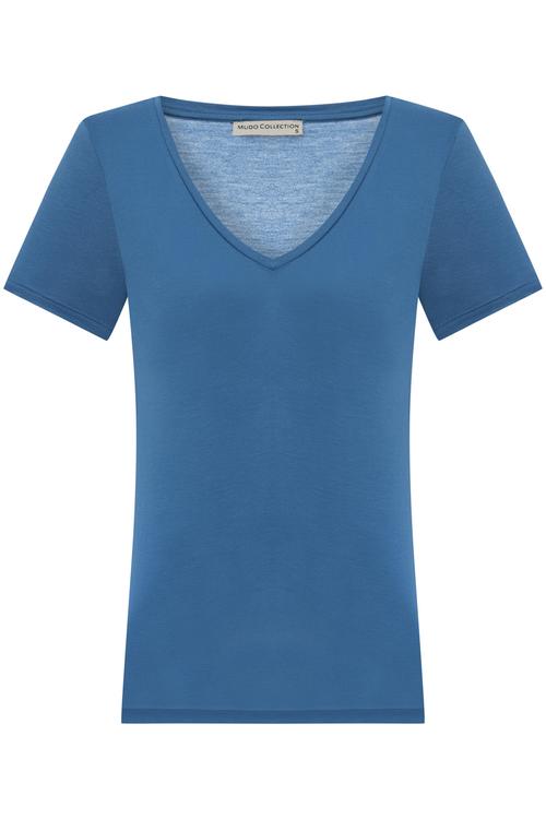  V YAKA KISA KOLLU VİSKON T-SHIRT