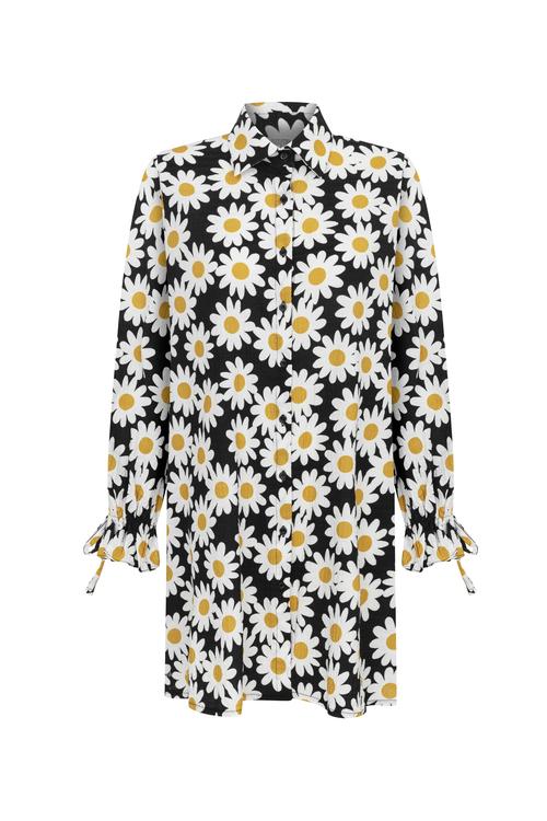  PAPATYA BASKILI A FORM MİNİ ELBİSE