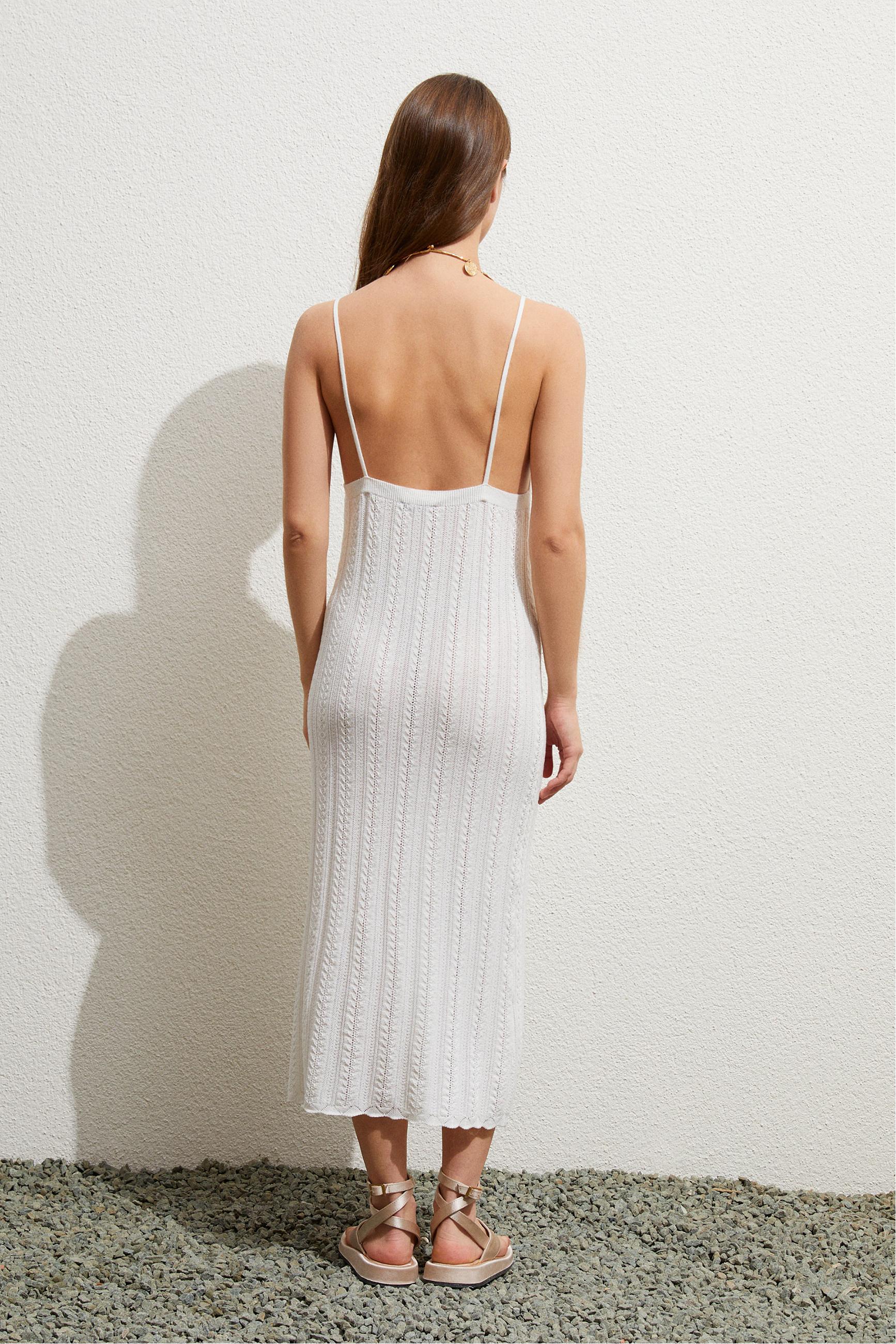 İNCE ASKILI UZUN ÖRME ELBİSE